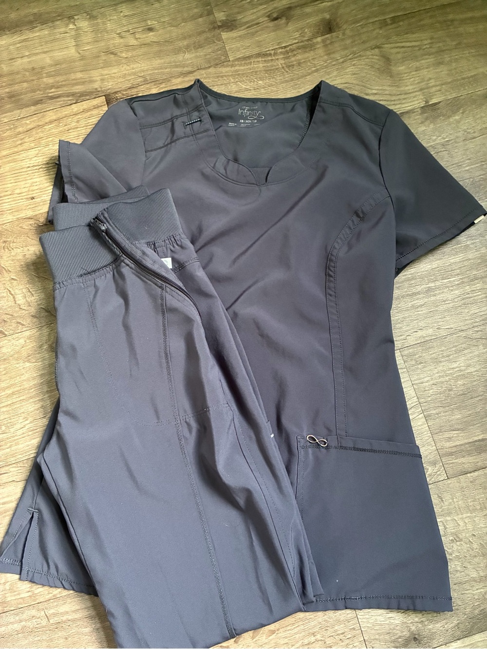 Grey Cherokee Infinity Medical Scrub Top & Pants Set